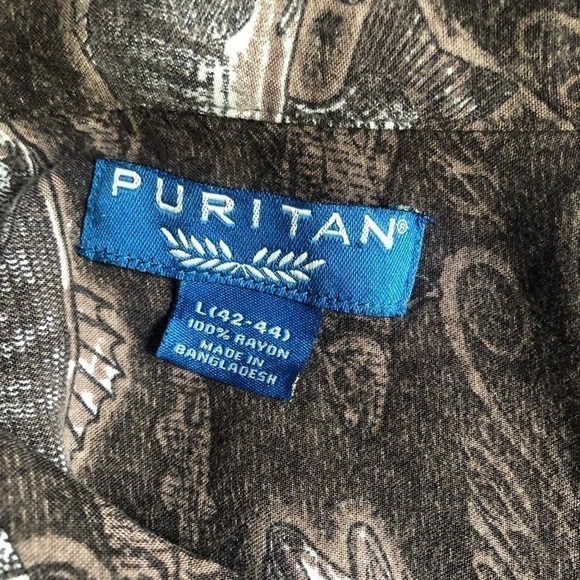 Puritan collared button down shirt with fish large mouth Bass size Large 42 - 44 - Picture 8 of 9